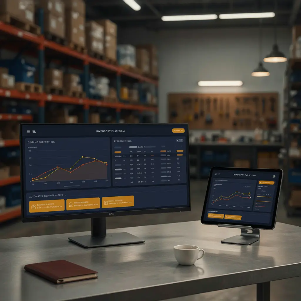 Integrated inventory platform showing demand forecasting and real-time van and warehouse stock