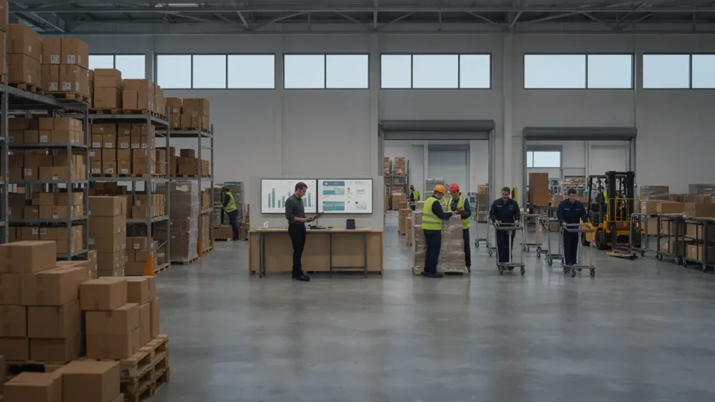 Multi-warehouse inventory management showing coordinated stock across multiple distribution facilities